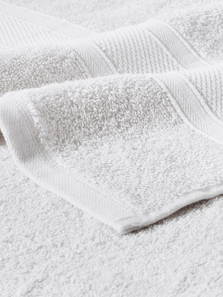 MYTRIDENT White Set of 4 Solid Soft  Plush Cotton Hand Towel