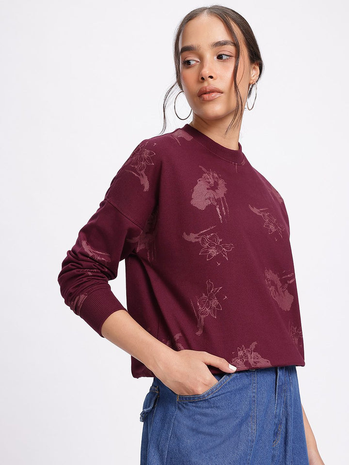 DressBerry Elevated Basics Printed Drop-Shoulder Sweatshirt