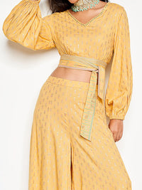 Global Desi V-Neck Top & Mid -Rise Palazzo Co-Ords