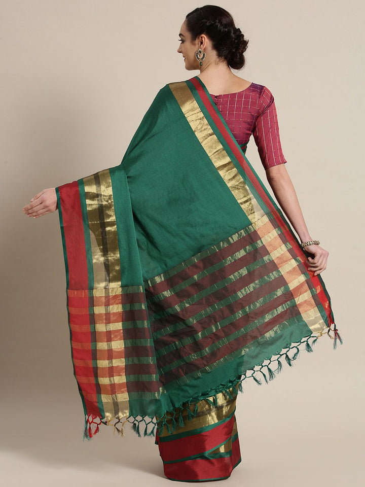 Saree mall Green & Red Solid Saree