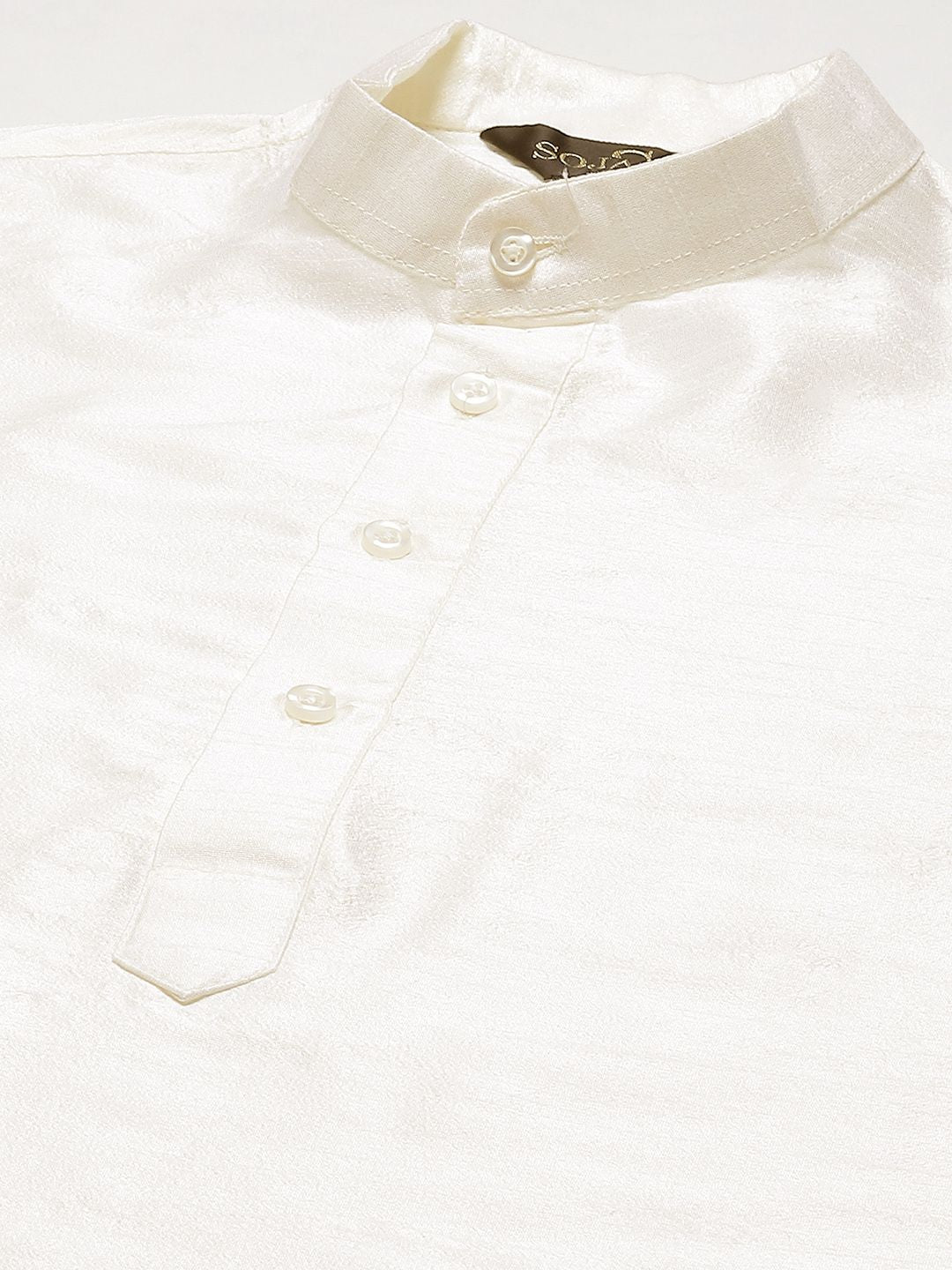 SOJANYA Men White Kurta with Churidar & Nehru Jacket