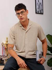 The Indian Garage Co Men Slim Fit Textured Terry Knit Resortwear Shirt