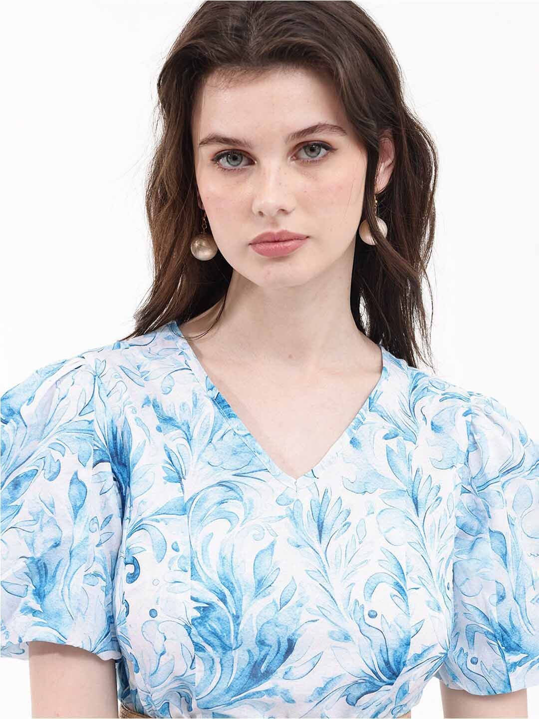 Rareism Cetakan bunga Flared Flared Sleeve Fit & Flare Midi Dress
