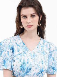 Rareism Cetakan bunga Flared Flared Sleeve Fit & Flare Midi Dress