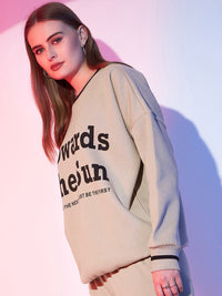 STREET 9 Typography Printed Fleece Pullover Sweatshirt