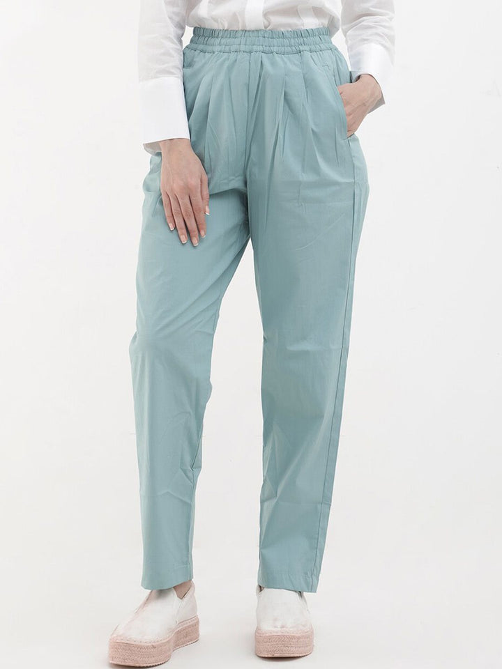 RAREISM Women Tailored High-Rise Cotton Parallel Trousers