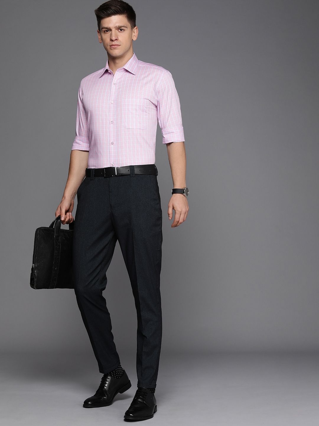 Raymond Pure Cotton Slim Fit Opaque Checked Formal Shirt