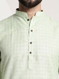 SOJANYA Men Green Thread Work Dobby Kurta