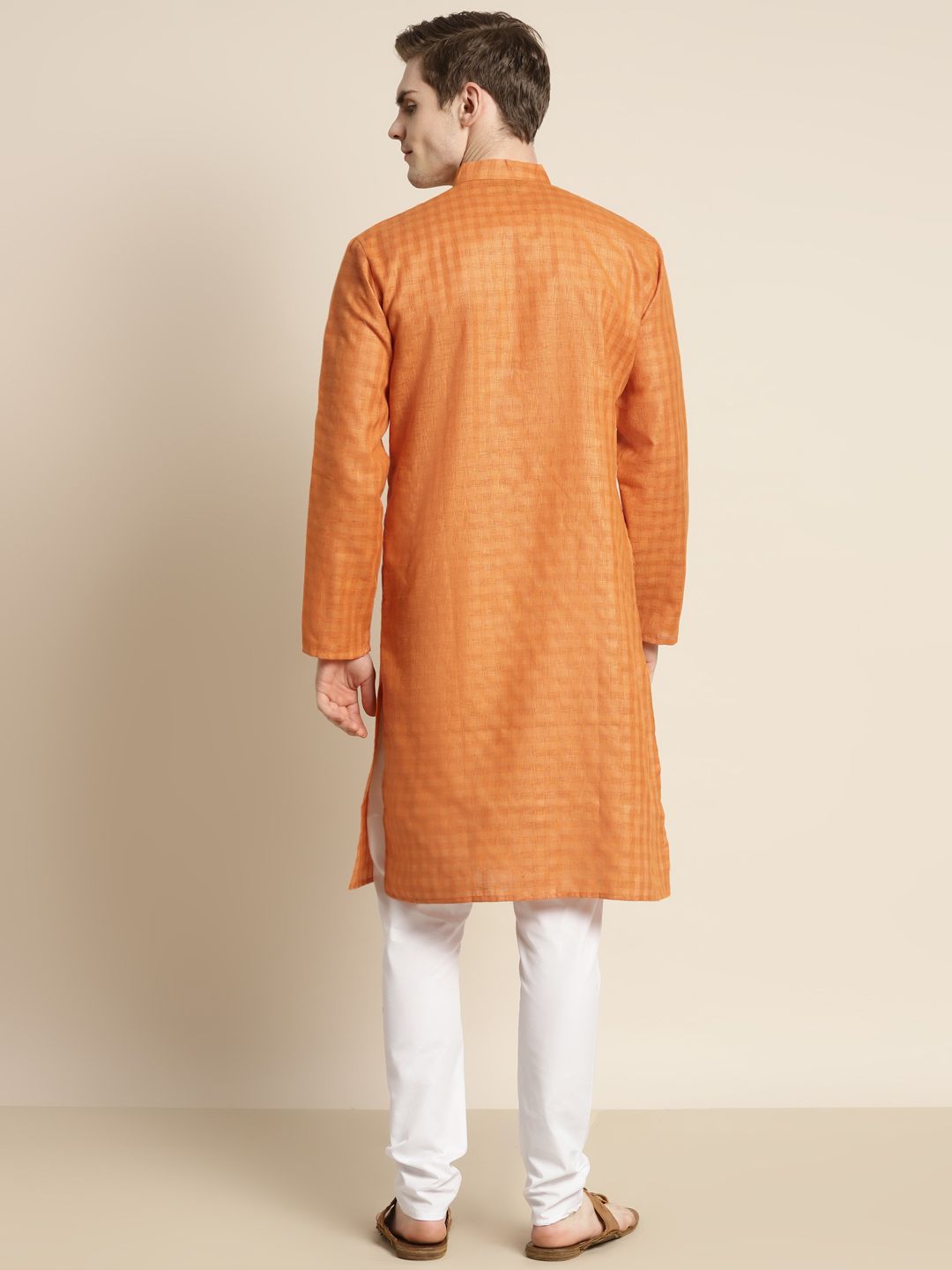 SOJANYA Men Orange Kurta with Churidar