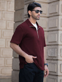 Powerlook Men Polo Collar Drop-Shoulder Sleeves T-shirt