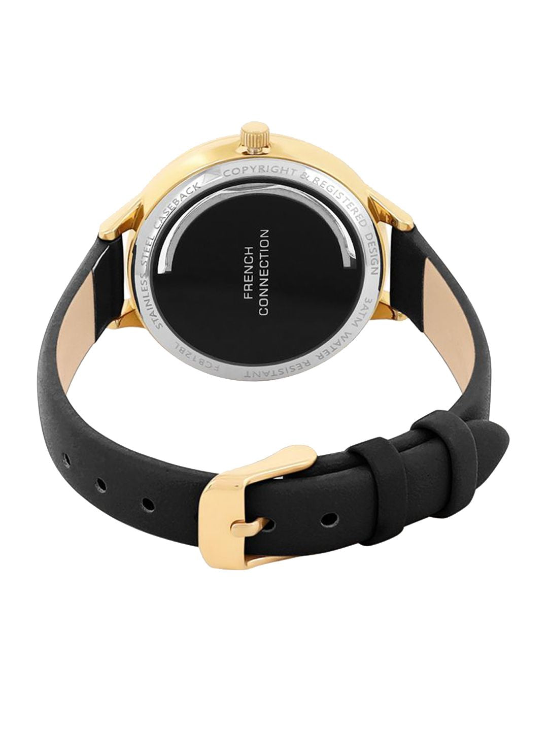 Sambungan Perancis Wanita Dial & Tali Kulit Analog Watch FCB12BL