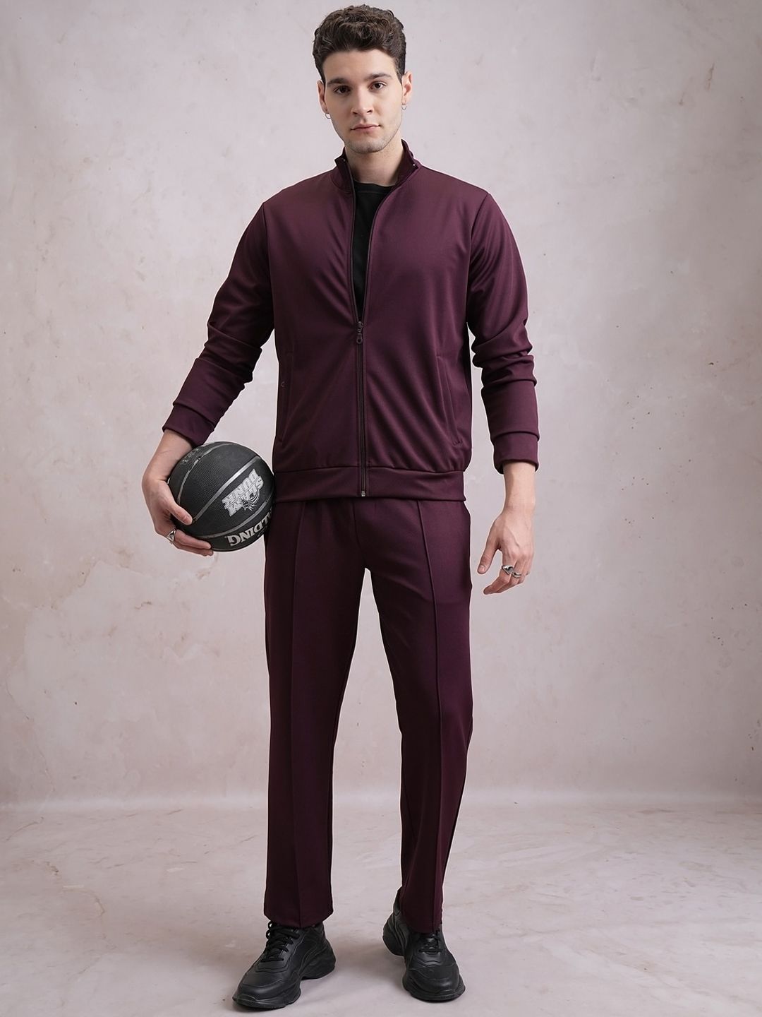 HIGHLANDER Burgundy Mock Collar Sweatshirt & Track Pants