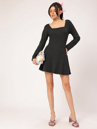 DressBerry Edgy Elegance Ribbed Drop-Waist Mini Dress