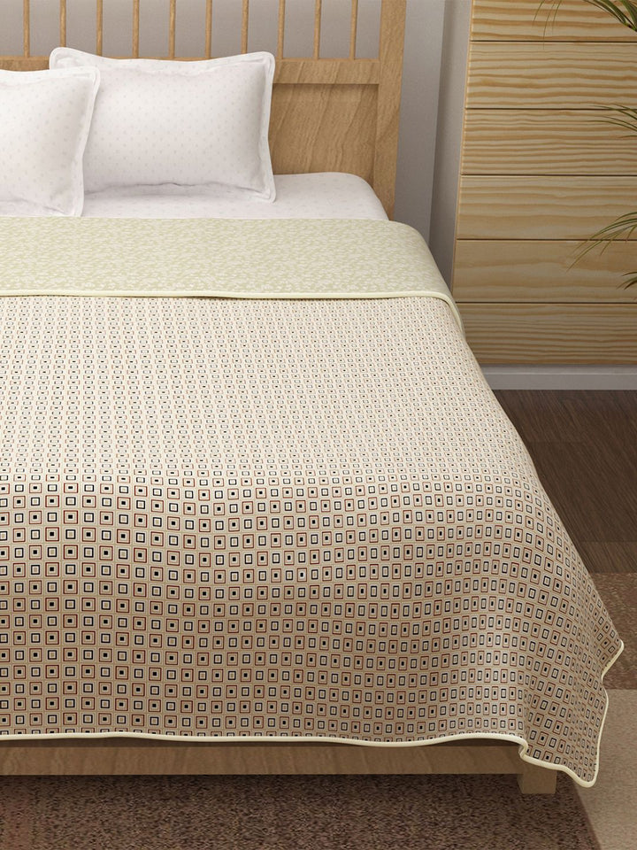 Story@home Beige & Grey Floral AC Room 150 GSM Double Bed Dohar