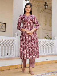 KALINI Ethnic Motifs Printed Straight Kurta with Trousers & Dupatta