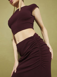DressBerry Modern Minimalism Crop Top with Ruched Midi Skirt Co-Ord Set