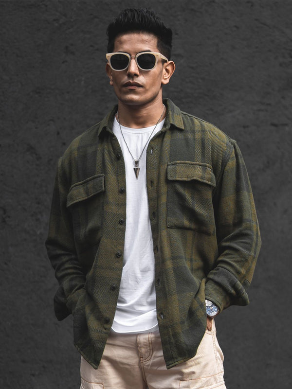 Powerlook India Slim Textured Self Design Drop-Shoulder Sleeves Oversized Casual Shirt