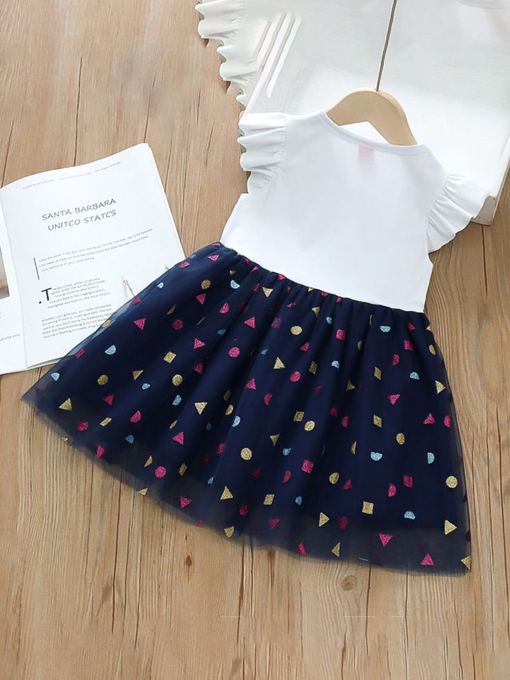 YK Girls Geometric Printed Cotton Fit & Flare Dress
