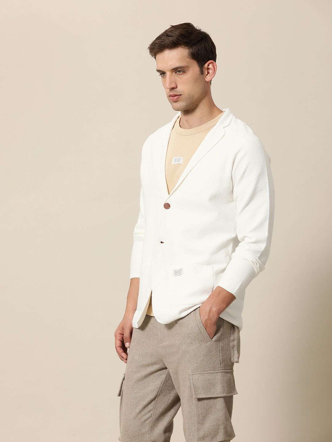 Mr Bowerbird Tailored Fit Lightweight Knitted Single-Breasted Casual Blazer