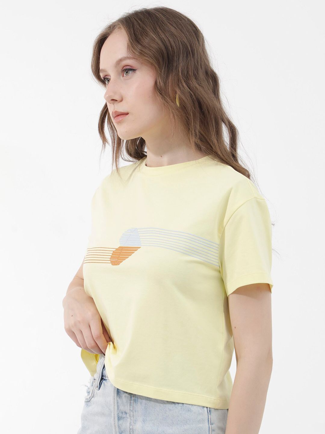 RAREISM Women Drop-Shoulder Sleeves Raw Edge T-shirt