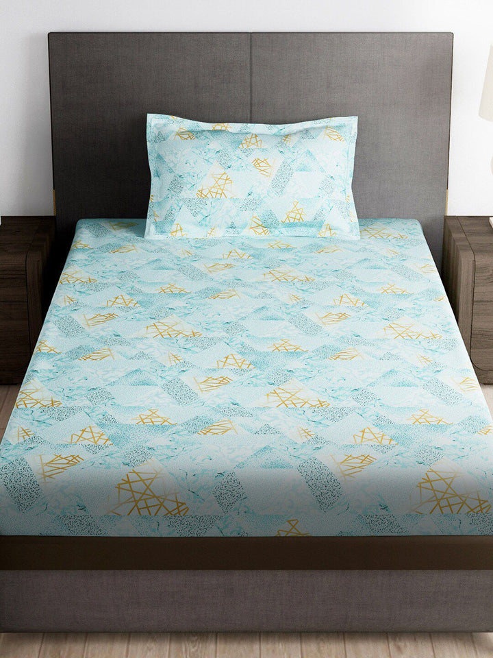 Story@home Blue 180 TC Single Bedsheet with 1 Pillow Cover