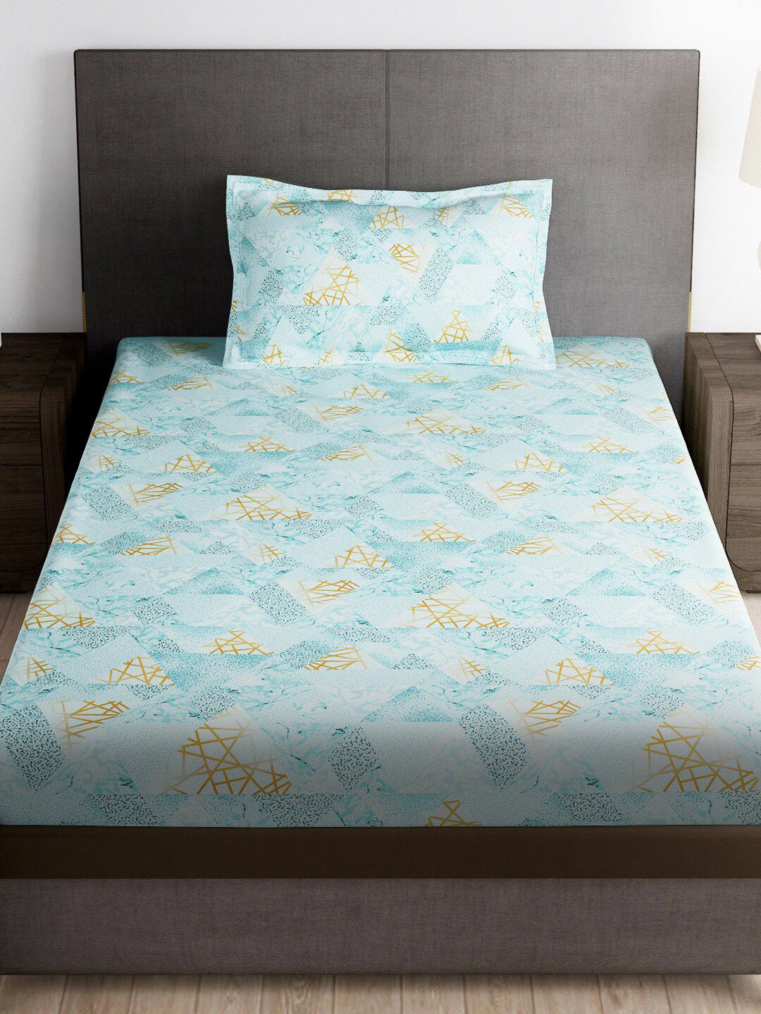 Story@home Blue 180 TC Single Bedsheet with 1 Pillow Cover