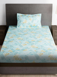 Story@home Blue 180 TC Single Bedsheet with 1 Pillow Cover