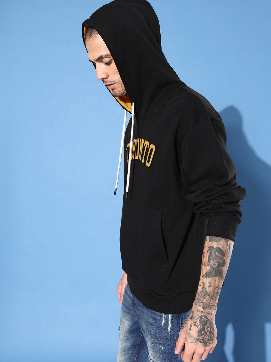 DILLINGER Men Typography Printed Hooded Sweatshirt