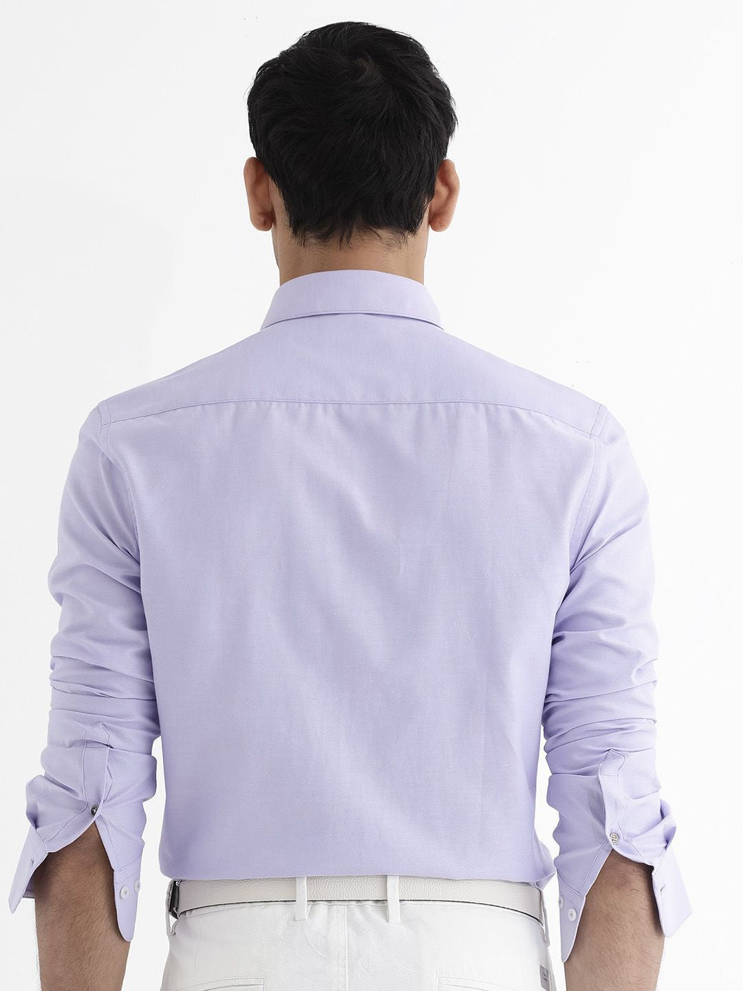 RARE RABBIT Men Oxfom Regular Fit Solid Spread Collar Shirt