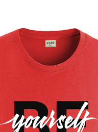 ADRO Men Typography Printed Applique T-shirt
