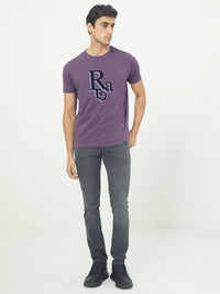 RARE RABBIT Men Cero Typography Printed Slim Fit Cotton T-Shirt