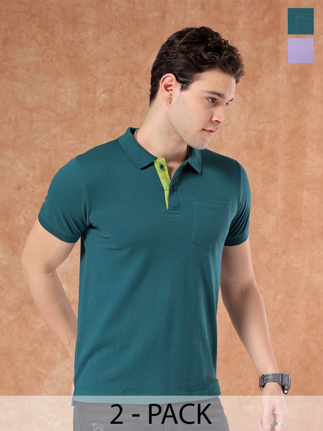 The Indian Garage Co Men 2 Polo Collar Pockets T-shirt