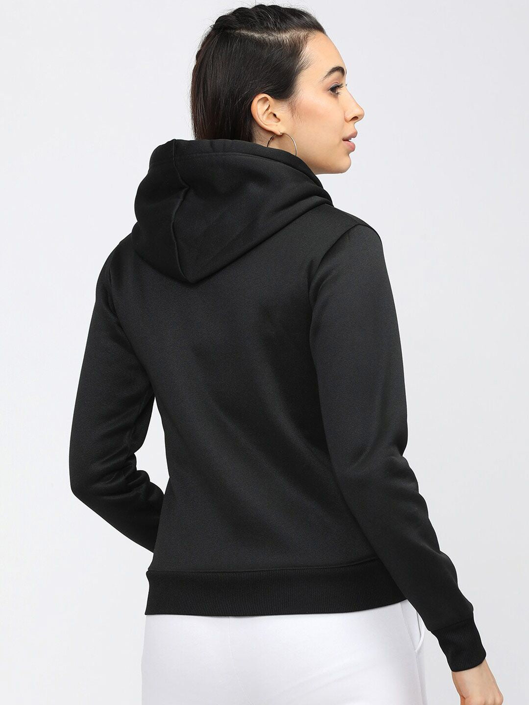 Tokyo Talkies Women Black Hooded Sweatshirt