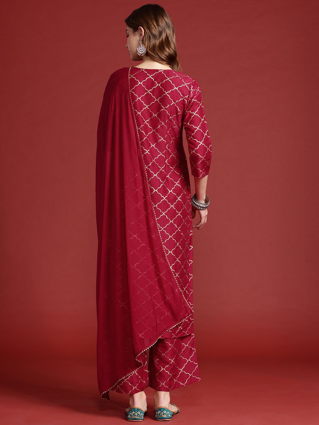 Anouk Women Ethnic Motifs Print Gotta Patti Kurta with Palazzos & Dupatta