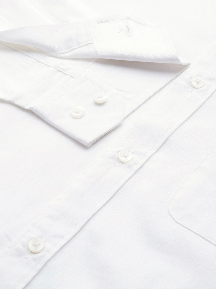 DENNISON Men White Smart Slim Fit Solid Water & Stain Repellent Casual Shirt