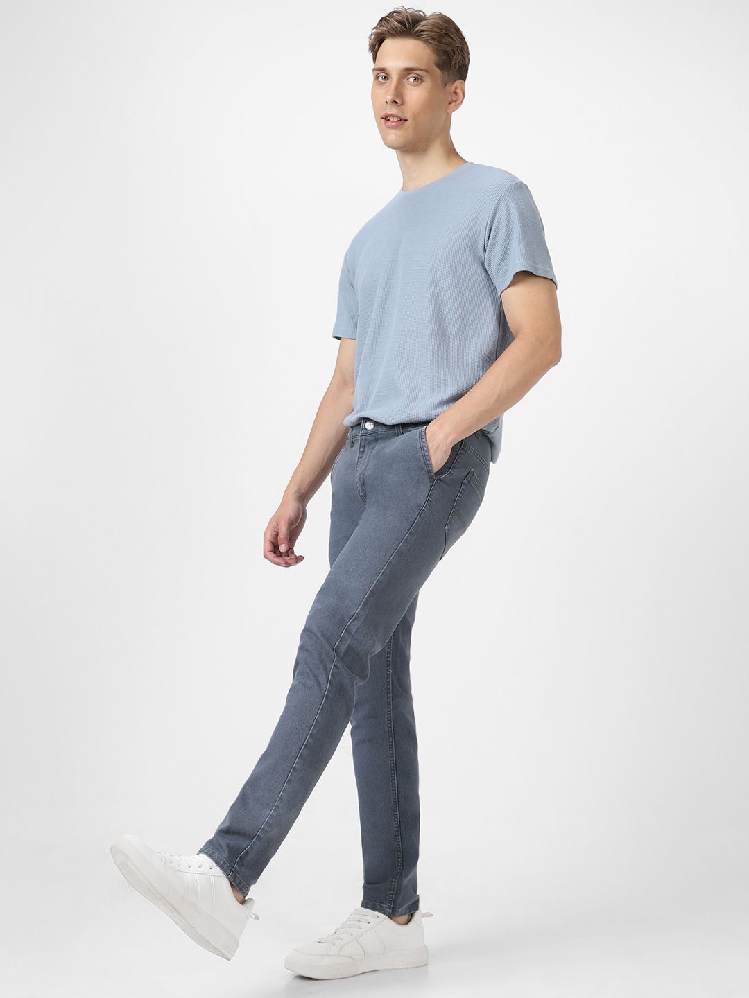 Urbano Fashion Men Grey Mid-Rise Slim Fit Clean Look Jeans