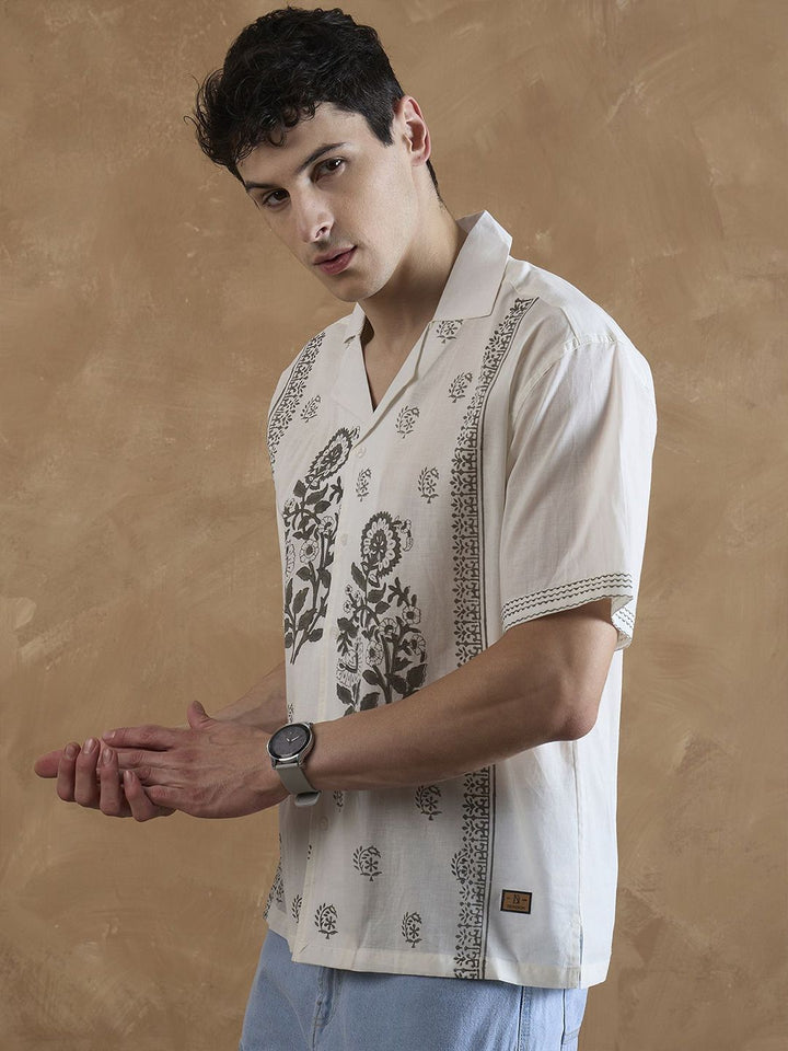 DENNISON Block Printed Oversized Casual Shirt