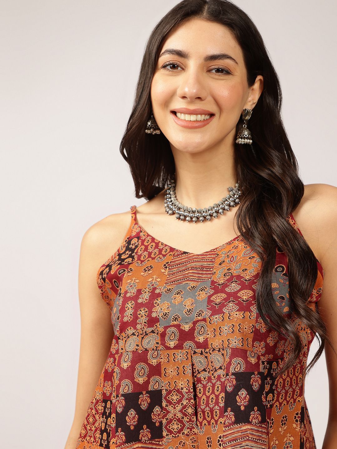 Anouk Ethnic Printed Sleeveless Cotton Peplum Crop Top