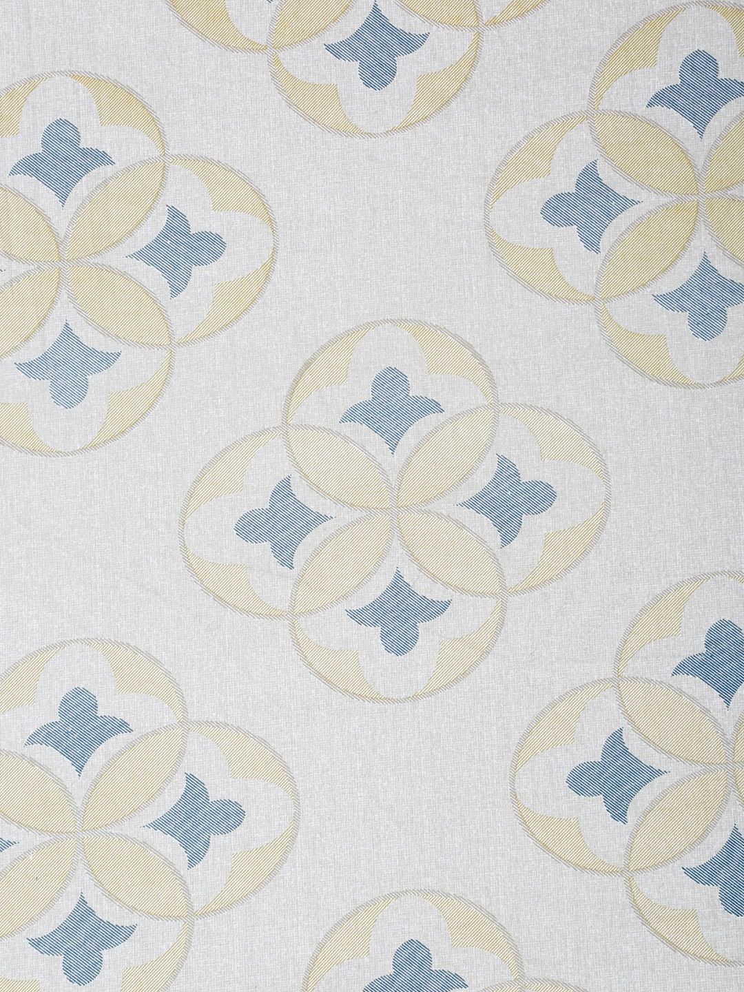 KLOTTHE White & Yellow Geometric Cotton 400 TC King Fitted Bedsheet With 2 Pillow Covers