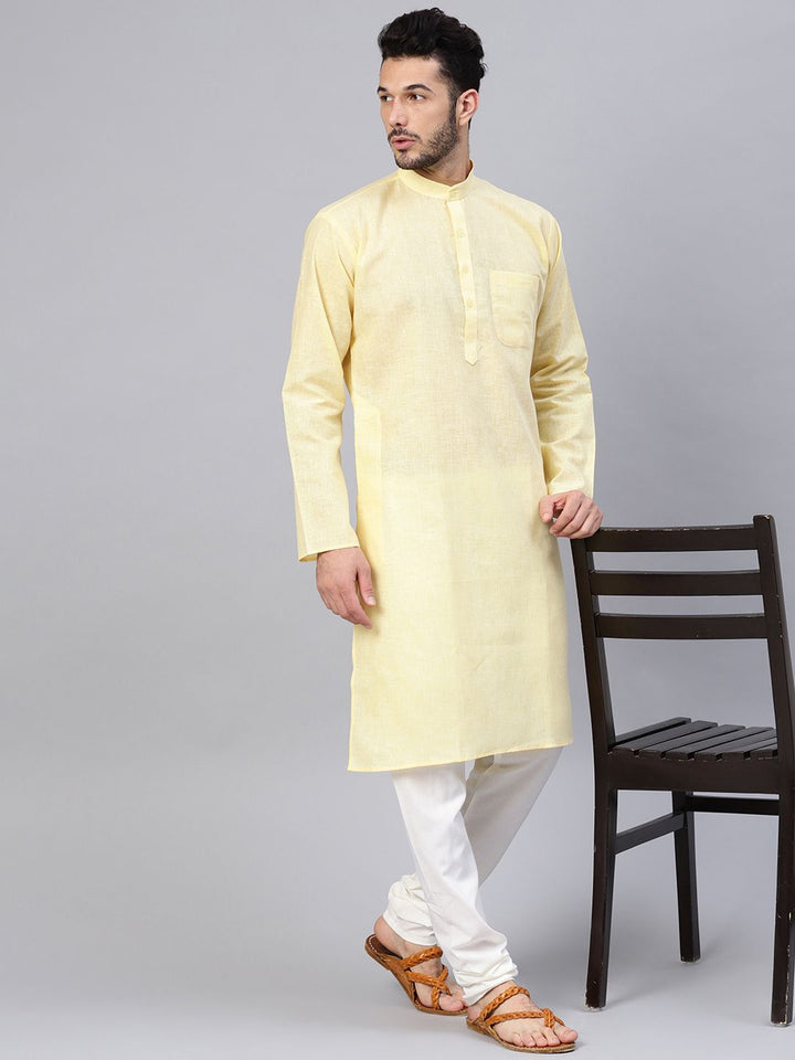 SOJANYA Lelaki Kuning Solid Kurta Lurus