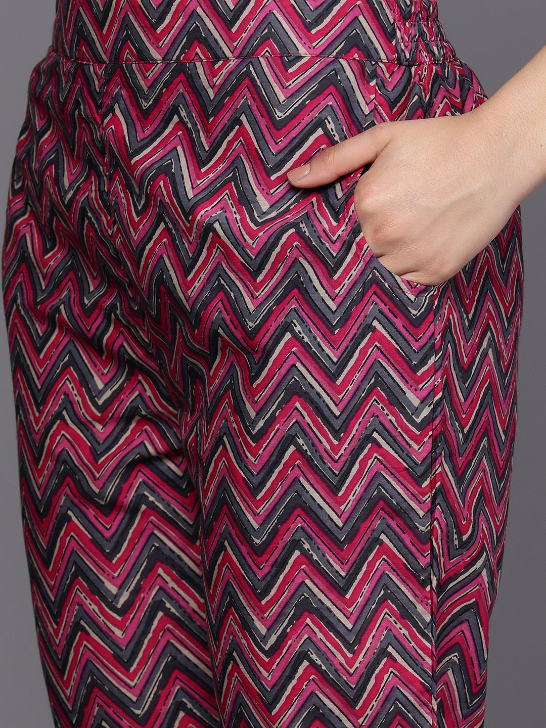 Libas Women Pink Yoke Design Gotta Patti Kurta with Trousers & With Dupatta