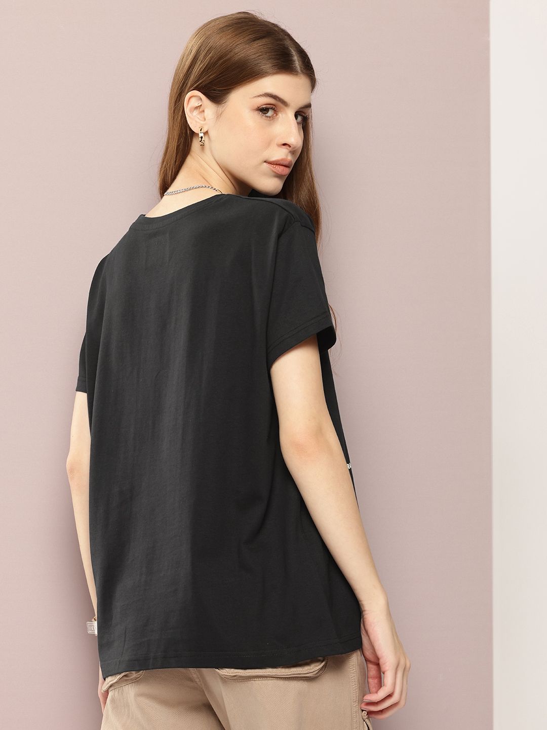 DILLINGER Typography Printed Drop-Shoulder Sleeves Pure Cotton Boxy T-shirt