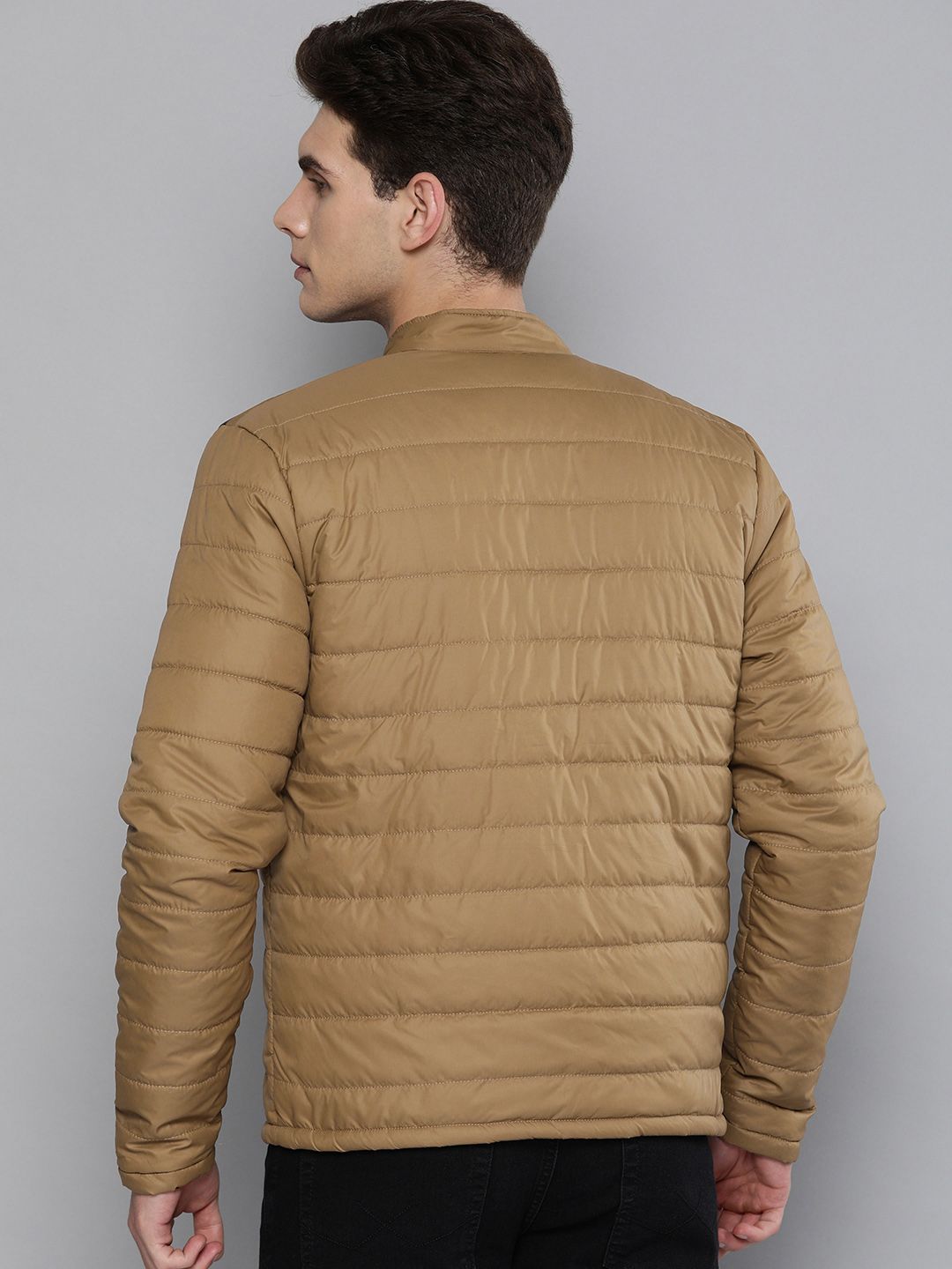 The Indian Garage Co Men Zip-Front Puffer Jacket with Zipper Pockets