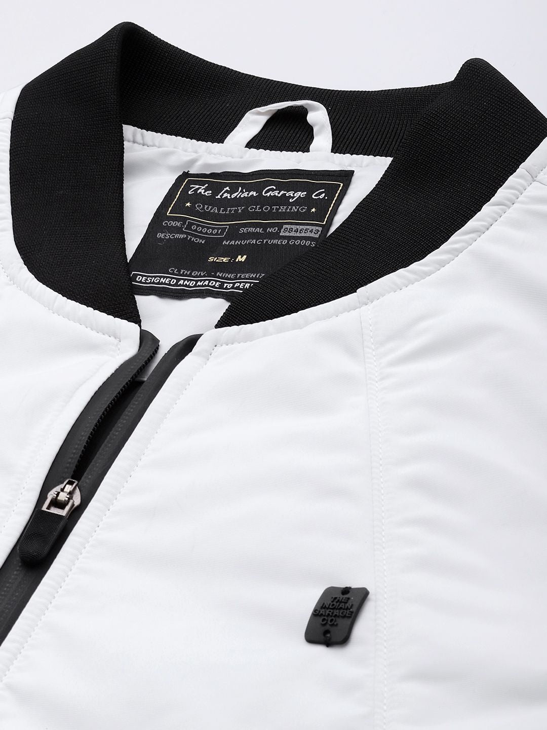 The Indian Garage Co Men Slim Fit Zip-Front Bomber Jacket with Zip Pockets