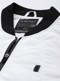 The Indian Garage Co Men Slim Fit Zip-Front Bomber Jacket with Zip Pockets