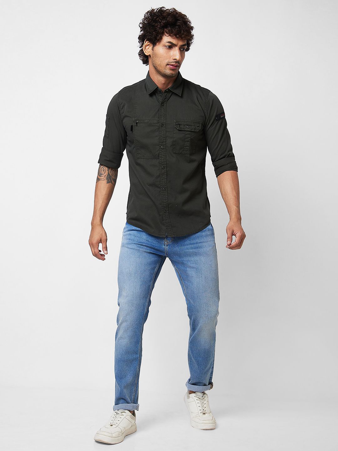 SPYKAR Spread Collar Cotton Casual Shirt