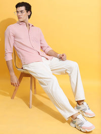HIGHLANDER Pink Slim Fit Striped Casual Shirt