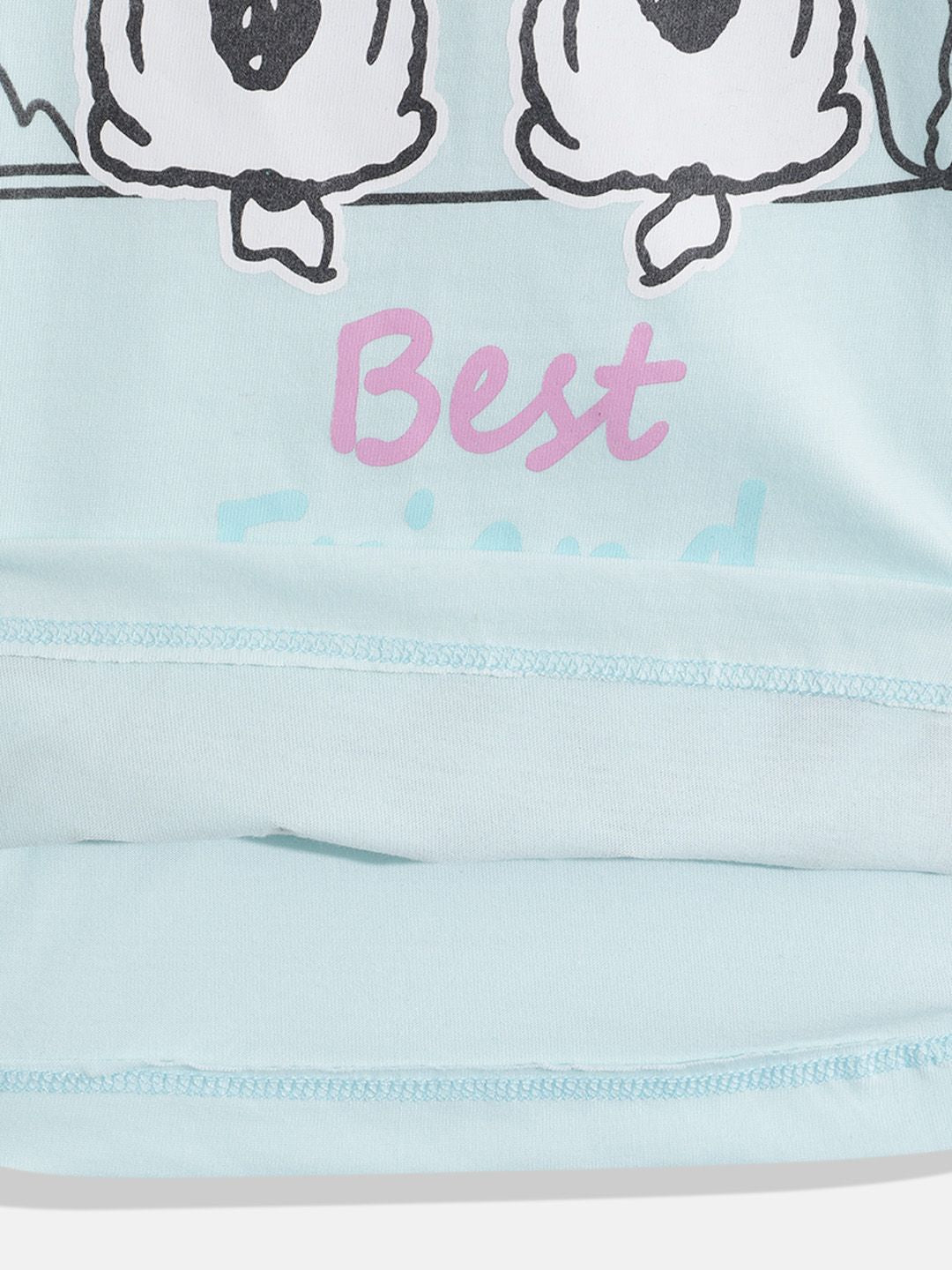 Happy Faces Girls Pure Cotton Peanuts Printed T-shirt with Joggers