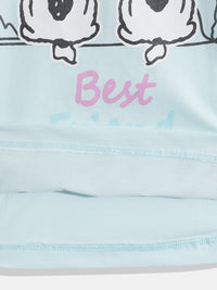 Happy Faces Girls Pure Cotton Peanuts Printed T-shirt with Joggers