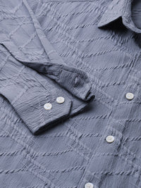 VASTRADO Men Classic Fit Spread Collar Textured Casual Shirt
